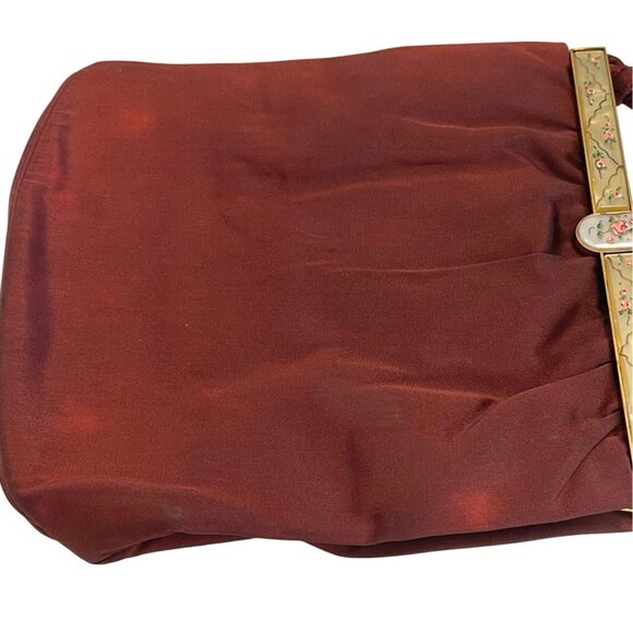 Twifaille Rosenfeld Satin Evening Purse Clutch Handbag Floral Frame Clasp READ - Picture 8 of 16